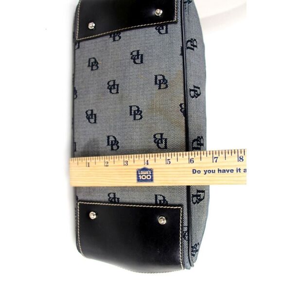 DOONEY & BOURKE GRAY DB CANVAS BLACK REAL LEATHER TRIM SHOULDER BAG TOTE HANDBAG - Picture 13 of 16